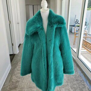 NWT J. Crew Emerald Green Faux Fur Coat